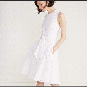 NWT Amour Vert Anouk White Eyelet Dress Tie Waist Organic Cotton XS